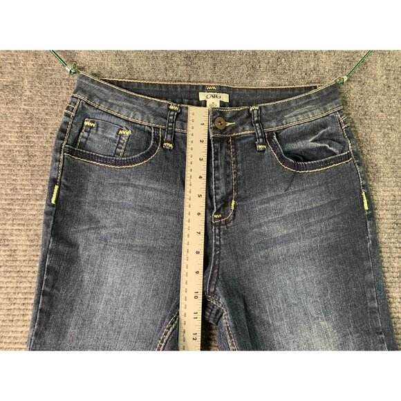 Cato Womens Size 10 Dark Denim Capri Cropped Jeans Dark EMbellished Pocket Beade - Picture 6 of 8